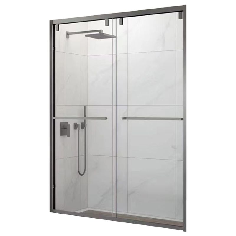 Double Shift Thickened Tempered Glass Shower Door, Semi Frameless Stainless Steel Clearhalo 'Bathroom Remodel & Bathroom Fixtures' 'Home Improvement' 'home_improvement' 'home_improvement_shower_tub_doors' 'Shower and Tub Doors' 'shower_tub_doors' 'Showers & Bathtubs' 1200x1200_3d9bd9ee-cec5-4c8b-9f0f-bc2a95ad0d98