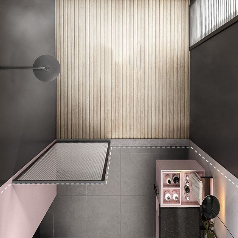 Black Full Frame One-shaped Fixed Semi-partition Shower Screen Clearhalo 'Bathroom Remodel & Bathroom Fixtures' 'Home Improvement' 'home_improvement' 'home_improvement_shower_tub_doors' 'Shower and Tub Doors' 'shower_tub_doors' 'Showers & Bathtubs' 1200x1200_3d9c4c3a-fb21-4d2a-b233-fdefc9cb5113