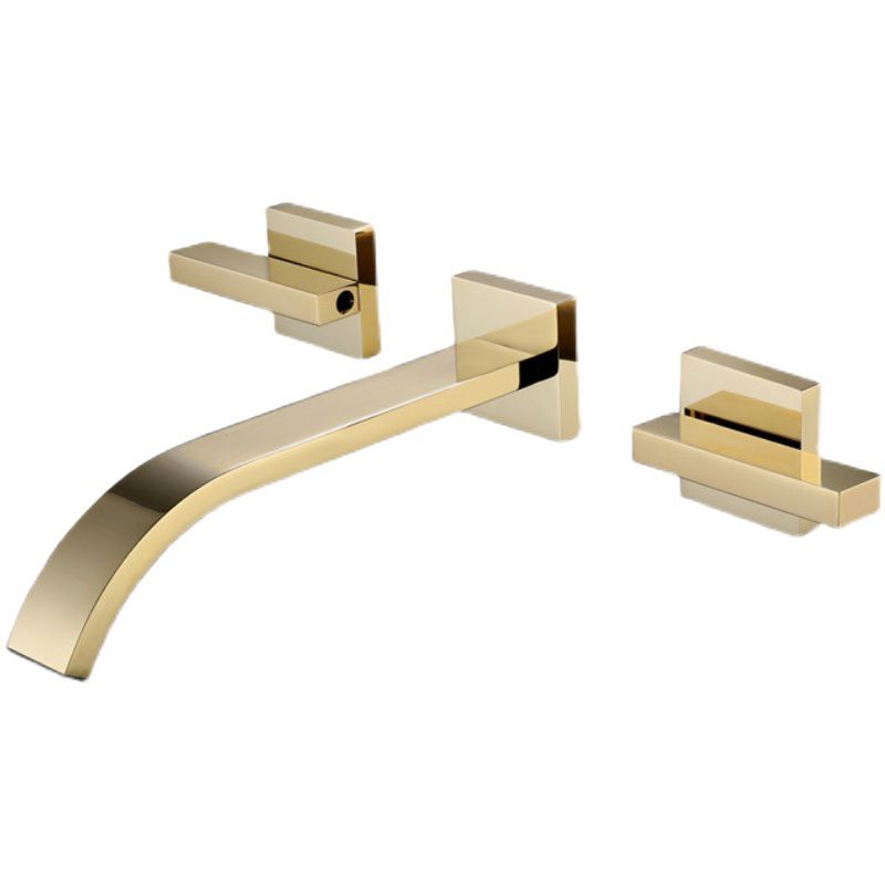 Glam Wall Mounted Bathroom Faucet 2 Handles Low Arc Solid Brass Faucet Clearhalo 'Bathroom Remodel & Bathroom Fixtures' 'Bathroom Sink Faucets' 'Bathroom Sinks & Faucet Components' 'bathroom_sink_faucets' 'Home Improvement' 'home_improvement' 'home_improvement_bathroom_sink_faucets' 1200x1200_3db7b234-eccb-4b72-9945-2d23f5dfb8e6