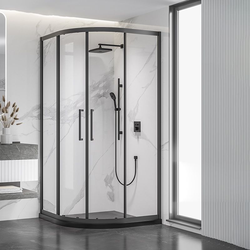 Neo-round 304 Stainless Steel Shower Kit Clear Double Sliding Shower Enclosure Clearhalo 'Bathroom Remodel & Bathroom Fixtures' 'Home Improvement' 'home_improvement' 'home_improvement_shower_stalls_enclosures' 'Shower Stalls & Enclosures' 'shower_stalls_enclosures' 'Showers & Bathtubs' 1200x1200_3dc397a6-4052-4f18-979a-8b8eb3fe6a36
