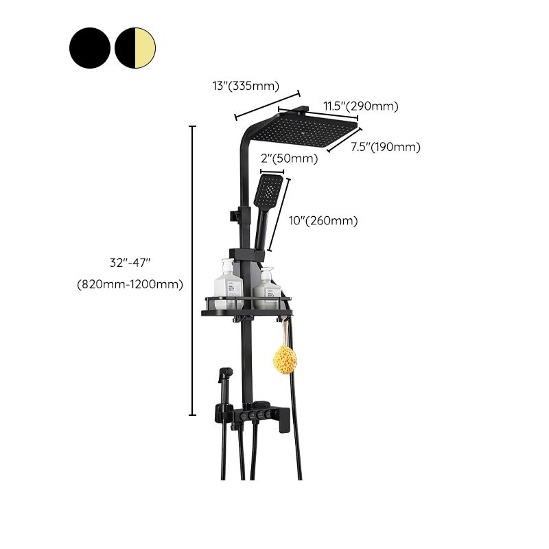 Modern Volume Control Shower Dual Shower Head Square Shower Faucet with Massage Jets Clearhalo 'Bathroom Remodel & Bathroom Fixtures' 'Home Improvement' 'home_improvement' 'home_improvement_shower_faucets' 'Shower Faucets & Systems' 'shower_faucets' 'Showers & Bathtubs Plumbing' 'Showers & Bathtubs' 1200x1200_3dc92f35-652a-4127-aa60-f9c3163dab53