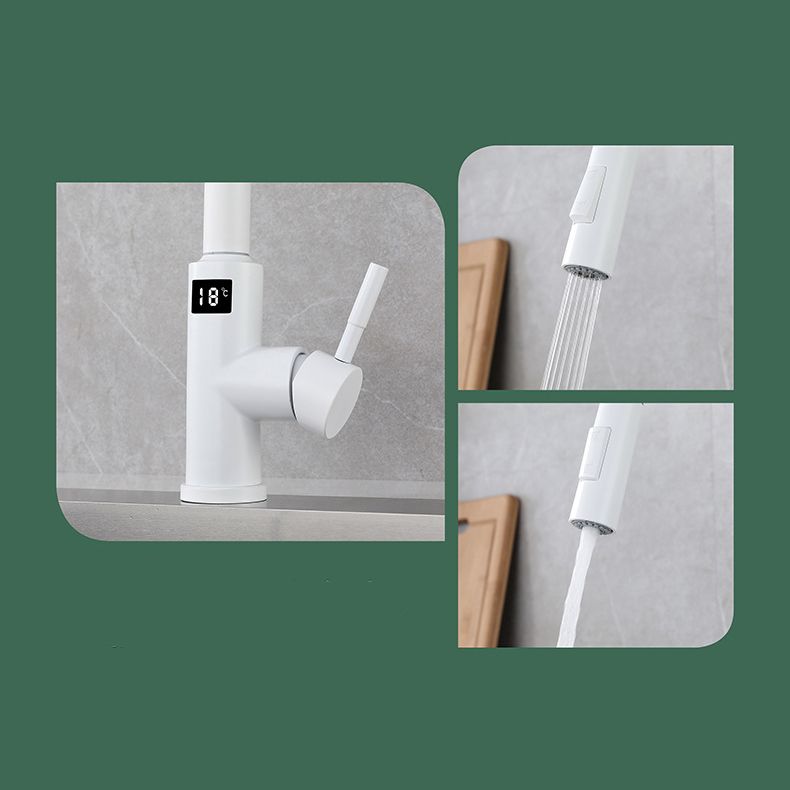 Modern Style Kitchen Faucet Stainless Steel Single Handle Retractable Kitchen Faucet Clearhalo 'Home Improvement' 'home_improvement' 'home_improvement_kitchen_faucets' 'Kitchen Faucets' 'Kitchen Remodel & Kitchen Fixtures' 'Kitchen Sinks & Faucet Components' 'kitchen_faucets' 1200x1200_3dcef27e-f0fb-45a5-8e95-0d7d19995e28