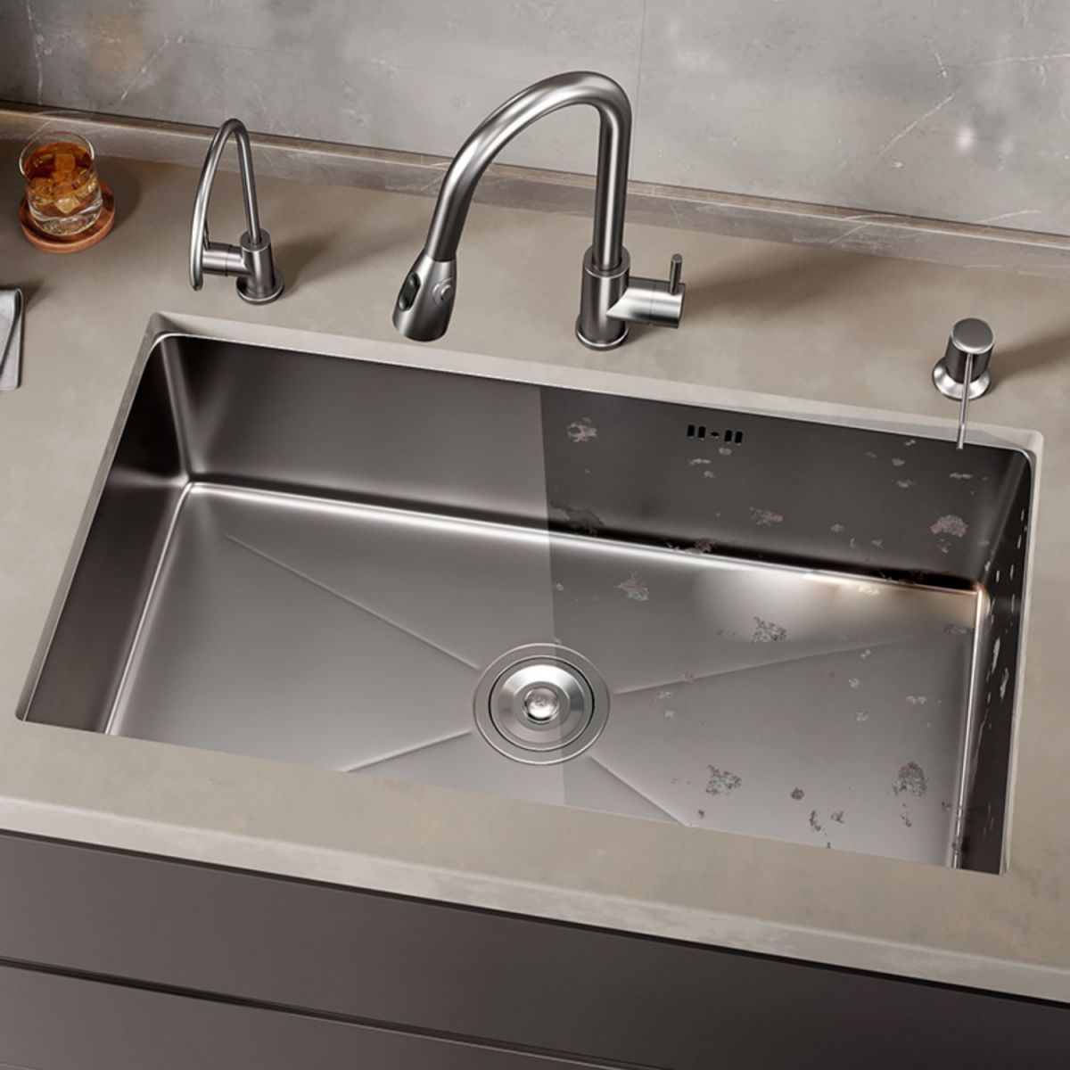 Kitchen Sink Noise-cancelling Design Modern Style Drop-In Kitchen Sink Clearhalo 'Home Improvement' 'home_improvement' 'home_improvement_kitchen_sinks' 'Kitchen Remodel & Kitchen Fixtures' 'Kitchen Sinks & Faucet Components' 'Kitchen Sinks' 'kitchen_sinks' 1200x1200_3dd70b54-7a8c-43d2-84b8-d3af1a5c8d17
