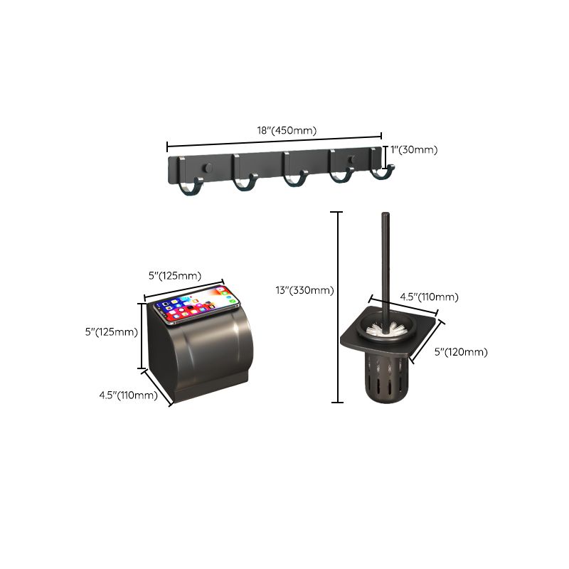 Modern Bathroom Hardware Set Matte Black Metal Bathroom Accessory Kit Clearhalo 'Bathroom Hardware Sets' 'Bathroom Hardware' 'Bathroom Remodel & Bathroom Fixtures' 'bathroom_hardware_sets' 'Home Improvement' 'home_improvement' 'home_improvement_bathroom_hardware_sets' 1200x1200_3dd894ea-04f7-40e8-a25c-707bd17bf837