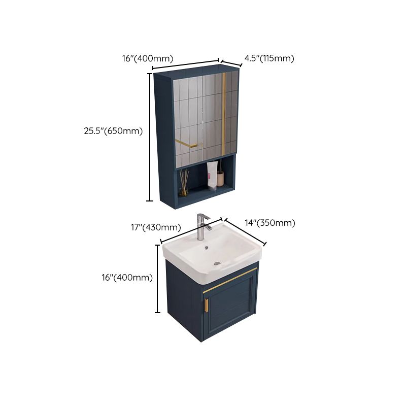 Modern Single Wall Mount Vanity Blue Ceramic Top Sink Vanity Clearhalo 'Bathroom Remodel & Bathroom Fixtures' 'Bathroom Vanities' 'bathroom_vanities' 'Home Improvement' 'home_improvement' 'home_improvement_bathroom_vanities' 1200x1200_3de98607-b952-4680-b440-714b72a02a5b