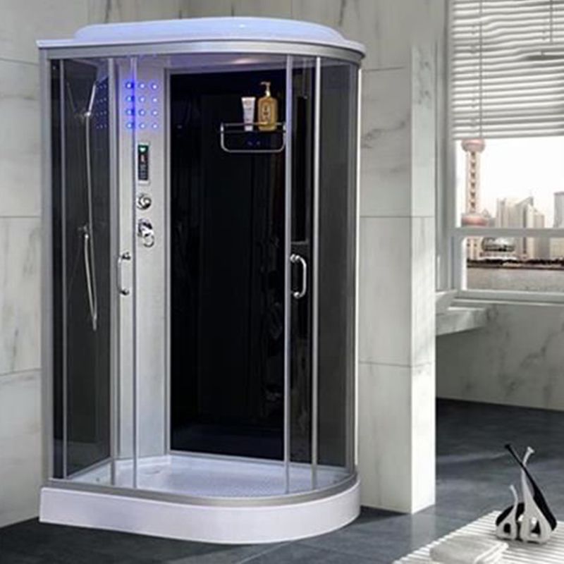 Framed Double Sliding Shower Stall Rounded Striped Shower Kit Clearhalo 'Bathroom Remodel & Bathroom Fixtures' 'Home Improvement' 'home_improvement' 'home_improvement_shower_stalls_enclosures' 'Shower Stalls & Enclosures' 'shower_stalls_enclosures' 'Showers & Bathtubs' 1200x1200_3dea6915-3605-4661-8011-798207210950