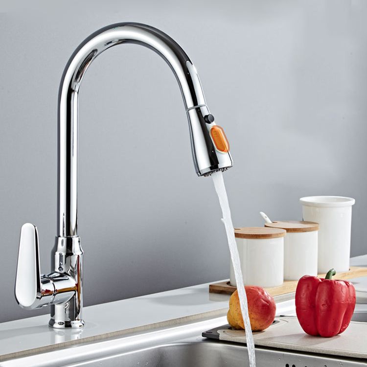 Contemporary Kitchen Sink Faucet Copper Swivel Spout with Pull out Faucet Clearhalo 'Home Improvement' 'home_improvement' 'home_improvement_kitchen_faucets' 'Kitchen Faucets' 'Kitchen Remodel & Kitchen Fixtures' 'Kitchen Sinks & Faucet Components' 'kitchen_faucets' 1200x1200_3df65be8-fb98-418d-bb18-3df0270e4d75