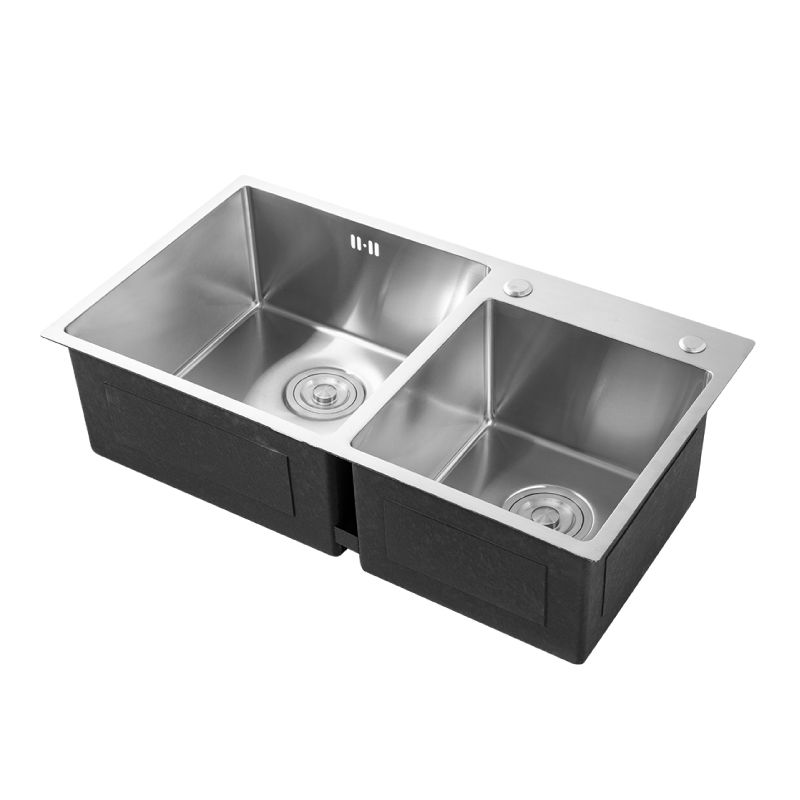 Stainless Steel Kitchen Sink Contemporary Double Bowl Kitchen Sink Clearhalo 'Home Improvement' 'home_improvement' 'home_improvement_kitchen_sinks' 'Kitchen Remodel & Kitchen Fixtures' 'Kitchen Sinks & Faucet Components' 'Kitchen Sinks' 'kitchen_sinks' 1200x1200_3e06fb20-a51e-4689-b073-34da07c602f1