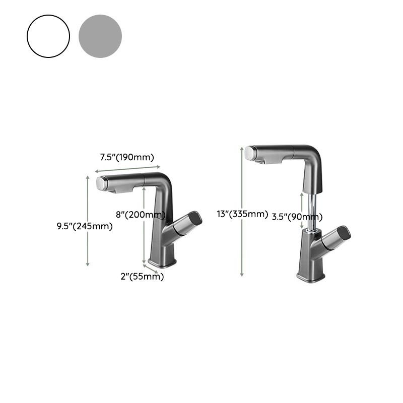 Modern Faucet Rotary Handle Pull-out Lifting Single Hole Faucet Clearhalo 'Bathroom Remodel & Bathroom Fixtures' 'Bathroom Sink Faucets' 'Bathroom Sinks & Faucet Components' 'bathroom_sink_faucets' 'Home Improvement' 'home_improvement' 'home_improvement_bathroom_sink_faucets' 1200x1200_3e0fb33d-c64c-403e-b590-f5d5f791bb45