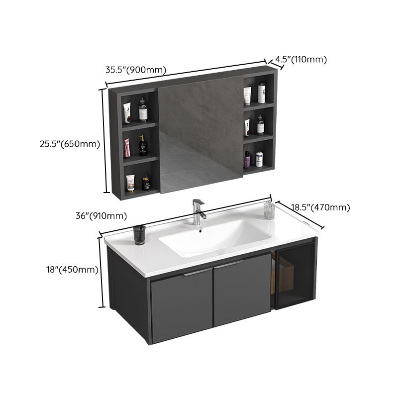 Single Sink Bathroom Vanity Wall Mount Rectangular Single Modern Vanity Set Clearhalo 'Bathroom Remodel & Bathroom Fixtures' 'Bathroom Vanities' 'bathroom_vanities' 'Home Improvement' 'home_improvement' 'home_improvement_bathroom_vanities' 1200x1200_3e13ef21-aca8-4614-9928-2d935975430a
