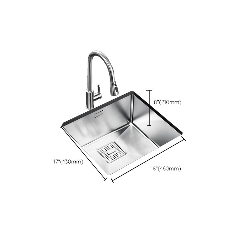 Rectangle Single Bowl Kitchen Sink Stainless Steel Sink with Drain Strainer Kit Clearhalo 'Home Improvement' 'home_improvement' 'home_improvement_kitchen_sinks' 'Kitchen Remodel & Kitchen Fixtures' 'Kitchen Sinks & Faucet Components' 'Kitchen Sinks' 'kitchen_sinks' 1200x1200_3e3025a2-6e73-49b6-9f95-fecb8fd9fb1e