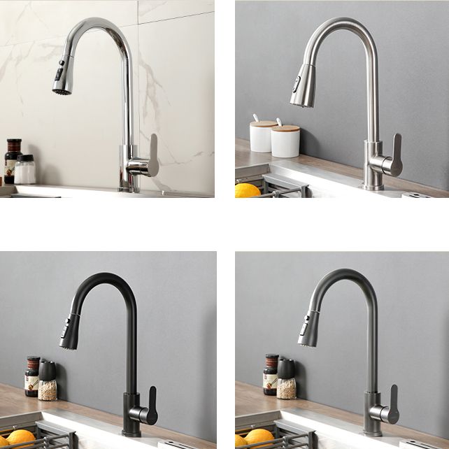 Modern Kitchen Faucet Pure Color Stainless Steel Kitchen Faucet Clearhalo 'Home Improvement' 'home_improvement' 'home_improvement_kitchen_faucets' 'Kitchen Faucets' 'Kitchen Remodel & Kitchen Fixtures' 'Kitchen Sinks & Faucet Components' 'kitchen_faucets' 1200x1200_3e347377-8b7f-409f-8861-ef3031a343bd