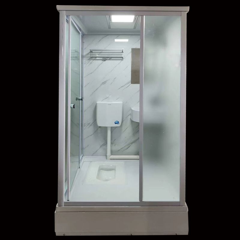 Tempered Glass Single Sliding Shower Enclosure White One Piece Frame Shower Enclosure Clearhalo 'Bathroom Remodel & Bathroom Fixtures' 'Home Improvement' 'home_improvement' 'home_improvement_shower_stalls_enclosures' 'Shower Stalls & Enclosures' 'shower_stalls_enclosures' 'Showers & Bathtubs' 1200x1200_3e4e6cfb-2522-425a-9f4b-233cfa875f3e