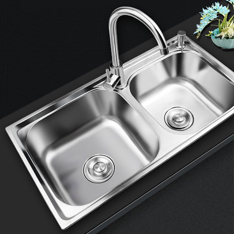 Classic Style Kitchen Sink Stainless Steel Kitchen Sink with Drain Strainer Kit Clearhalo 'Home Improvement' 'home_improvement' 'home_improvement_kitchen_sinks' 'Kitchen Remodel & Kitchen Fixtures' 'Kitchen Sinks & Faucet Components' 'Kitchen Sinks' 'kitchen_sinks' 1200x1200_3e517bff-6a6b-4ca6-952e-89552eb6a81e