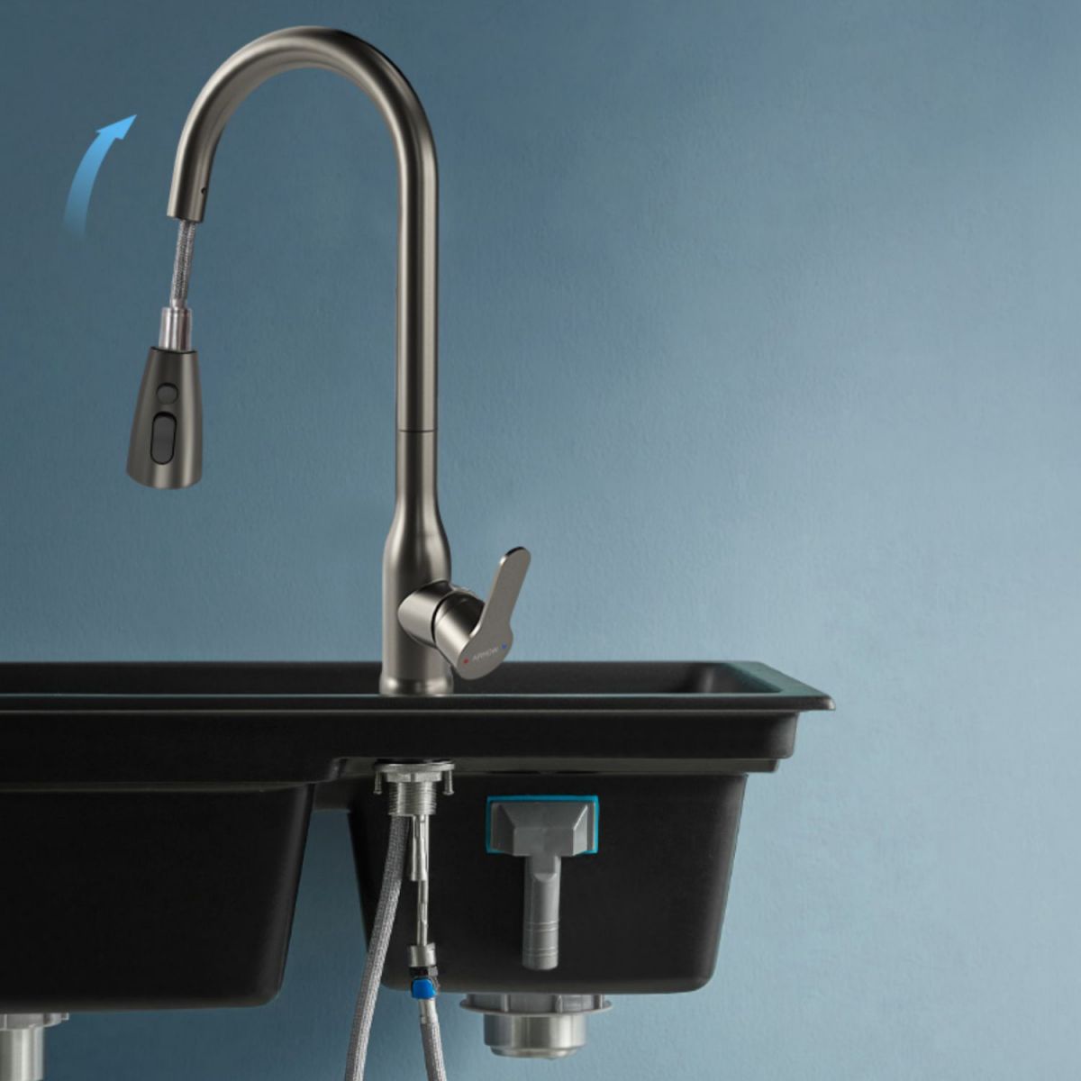 Contemporary Single Handle Kitchen Faucet Pull Out 1 Hold Bar Faucet with No Sensor Clearhalo 'Home Improvement' 'home_improvement' 'home_improvement_kitchen_faucets' 'Kitchen Faucets' 'Kitchen Remodel & Kitchen Fixtures' 'Kitchen Sinks & Faucet Components' 'kitchen_faucets' 1200x1200_3e546e0d-45f0-4368-b1f4-9578765469ac