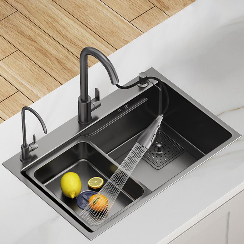 Black Stainless Steel Kitchen Sink Single Bowl Sink with Soap Dispenser Clearhalo 'Home Improvement' 'home_improvement' 'home_improvement_kitchen_sinks' 'Kitchen Remodel & Kitchen Fixtures' 'Kitchen Sinks & Faucet Components' 'Kitchen Sinks' 'kitchen_sinks' 1200x1200_3e58221c-8606-43c1-9096-e18df5904afa