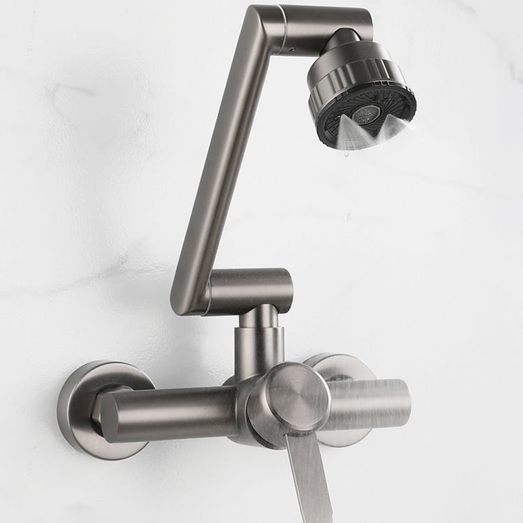 Modern Wall Mounted Kitchen Faucet Single Handle Faucet in Chrome Clearhalo 'Home Improvement' 'home_improvement' 'home_improvement_kitchen_faucets' 'Kitchen Faucets' 'Kitchen Remodel & Kitchen Fixtures' 'Kitchen Sinks & Faucet Components' 'kitchen_faucets' 1200x1200_3e650855-3f50-45cb-8d93-04c490701359