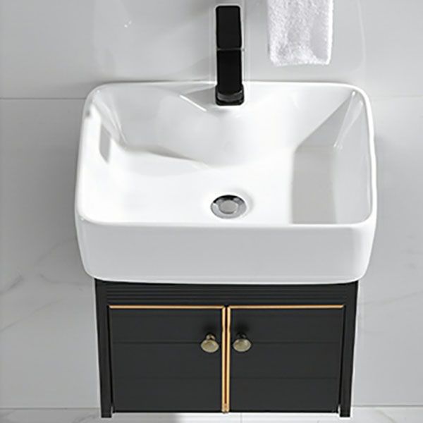 Wall Mount Metal Modern Sink Vanity with Sink for Bathroom in Black Clearhalo 'Bathroom Remodel & Bathroom Fixtures' 'Bathroom Vanities' 'bathroom_vanities' 'Home Improvement' 'home_improvement' 'home_improvement_bathroom_vanities' 1200x1200_3e70ed8d-a0cc-4d1f-a8cf-05663355bd48