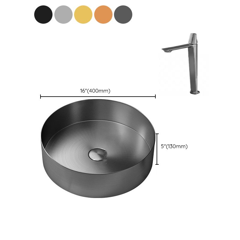 Modern Vessel Sink Round Metal with Faucet and Pop-Up Drain Vessel Lavatory Sink Clearhalo 'Bathroom Remodel & Bathroom Fixtures' 'Bathroom Sinks & Faucet Components' 'Bathroom Sinks' 'bathroom_sink' 'Home Improvement' 'home_improvement' 'home_improvement_bathroom_sink' 1200x1200_3e77f5f3-fc36-4a87-ae64-e14900bf8556