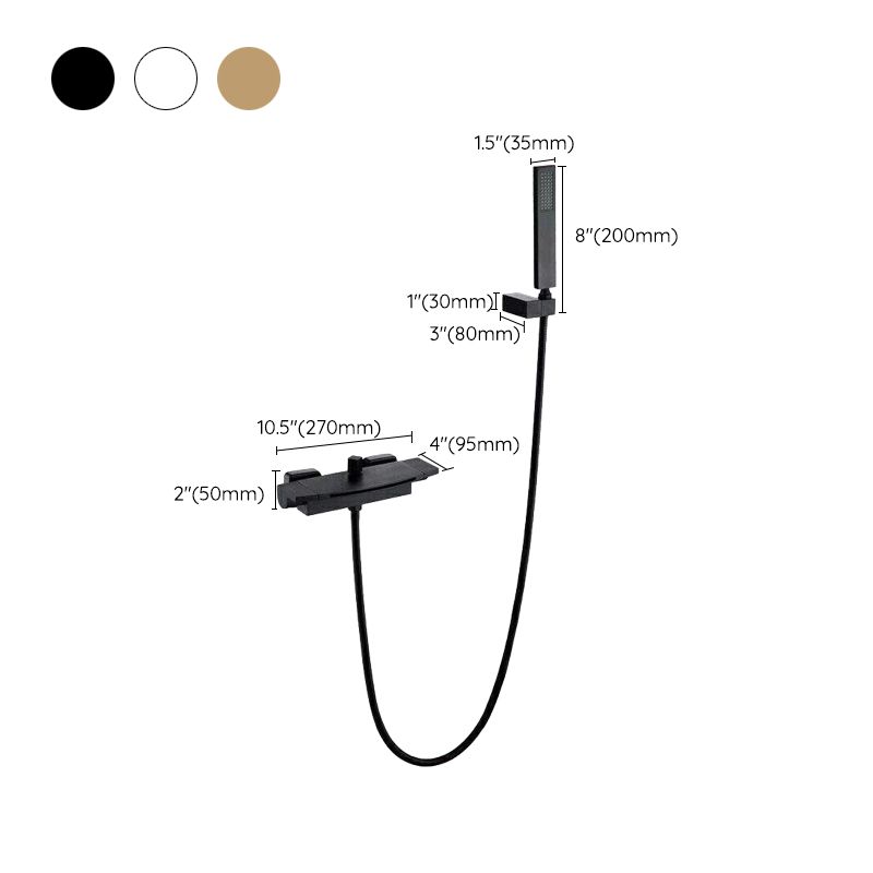 Waterfall Spout Tub Filler Handshower Lever Handle Wall-Mounted Shower Hose Tub Faucet Clearhalo 'Bathroom Remodel & Bathroom Fixtures' 'Bathtub Faucets' 'bathtub_faucets' 'Home Improvement' 'home_improvement' 'home_improvement_bathtub_faucets' 1200x1200_3e9ebb0c-87a8-4ee8-bae3-df05da9b3b4d