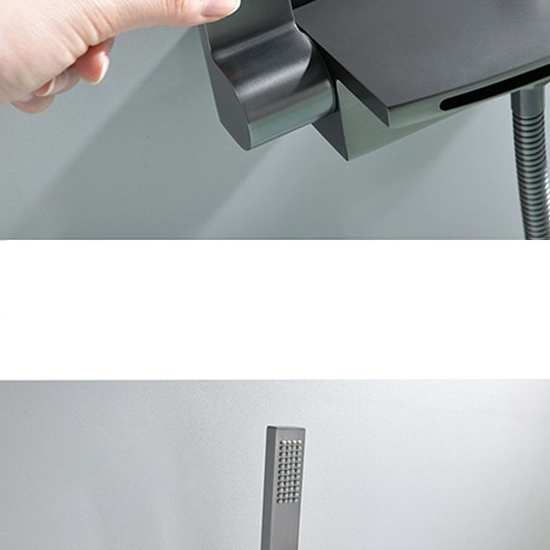 Modern Bathtub Faucet Handheld Shower Head Wall-mounted Waterfall Faucet Clearhalo 'Bathroom Remodel & Bathroom Fixtures' 'Bathtub Faucets' 'bathtub_faucets' 'Home Improvement' 'home_improvement' 'home_improvement_bathtub_faucets' 1200x1200_3ea29df6-7a03-4cc5-ab19-4f6616709cad