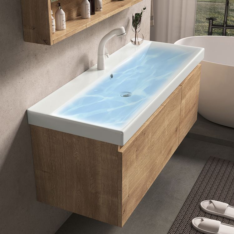 Mid Century Modern Sink Vanity Wall Mount Bathroom Sink Vanity with Mirror Clearhalo 'Bathroom Remodel & Bathroom Fixtures' 'Bathroom Vanities' 'bathroom_vanities' 'Home Improvement' 'home_improvement' 'home_improvement_bathroom_vanities' 1200x1200_3eadda3f-ce57-4941-8037-3d532edaebb1