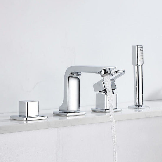 Wall Mounted Faucet Brass Lever Handle Bathroom Faucet Handhold Head ...