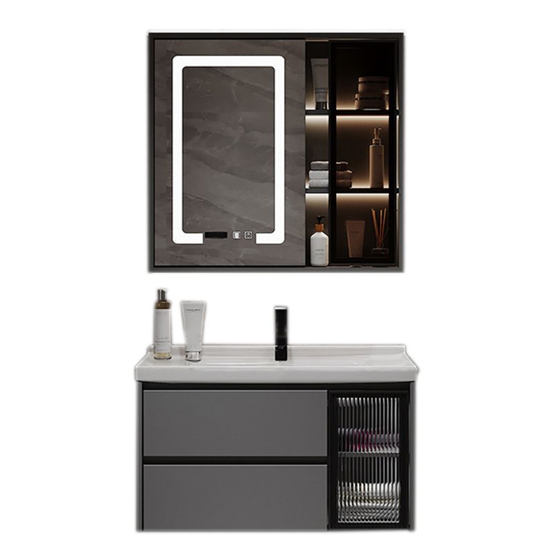 Contemporary Sink Vanity Bathroom Vanity Cabinet with Mirror Cabinet Clearhalo 'Bathroom Remodel & Bathroom Fixtures' 'Bathroom Vanities' 'bathroom_vanities' 'Home Improvement' 'home_improvement' 'home_improvement_bathroom_vanities' 1200x1200_3f2eeb59-7b88-4d3a-a5b5-96504ca5920e