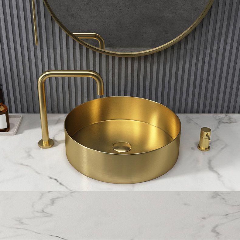 Modern Vessel Sink Round Metal with Basin and Faucet Vessel Lavatory Sink Clearhalo 'Bathroom Remodel & Bathroom Fixtures' 'Bathroom Sinks & Faucet Components' 'Bathroom Sinks' 'bathroom_sink' 'Home Improvement' 'home_improvement' 'home_improvement_bathroom_sink' 1200x1200_3f5101ab-5bf8-422d-8a55-00fb902c9af8