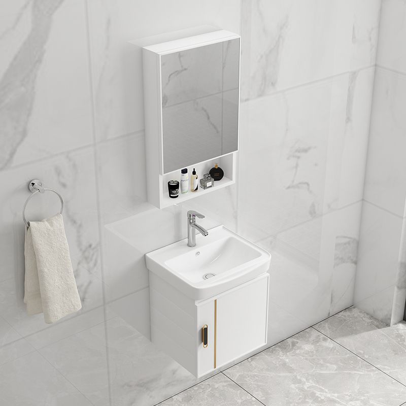 Modern Wall-mounted White Sink Ceramic Faucet Drawers Vanity Set with Mirror Clearhalo 'Bathroom Remodel & Bathroom Fixtures' 'Bathroom Vanities' 'bathroom_vanities' 'Home Improvement' 'home_improvement' 'home_improvement_bathroom_vanities' 1200x1200_3f587c5b-f8f6-4966-ba08-f1ecab50f2dd