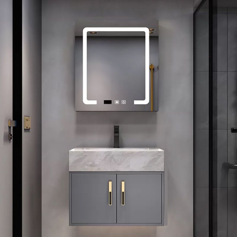 Glam Bathroom Sink Vanity Carrara Marble with Mirror and Standalone Cabinet Vanity Set Clearhalo 'Bathroom Remodel & Bathroom Fixtures' 'Bathroom Vanities' 'bathroom_vanities' 'Home Improvement' 'home_improvement' 'home_improvement_bathroom_vanities' 1200x1200_3f5986d8-3721-4add-bdca-b7c2ed70bf4b