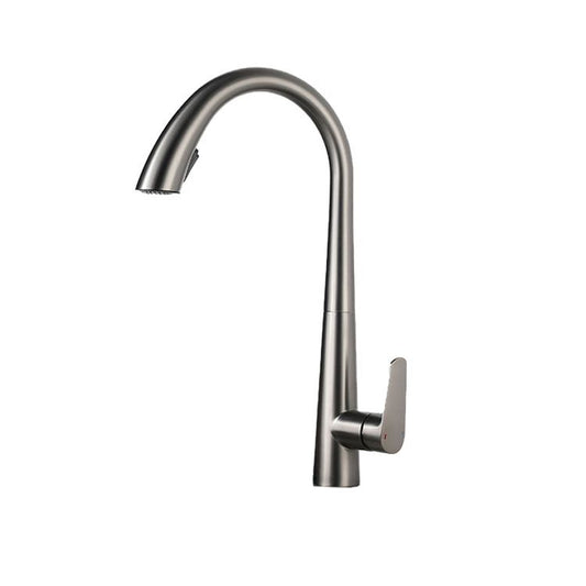Contemporary Faucet Stainless Steel Single Handle High Arc Faucet for Kitchen Clearhalo 'Home Improvement' 'home_improvement' 'home_improvement_kitchen_faucets' 'Kitchen Faucets' 'Kitchen Remodel & Kitchen Fixtures' 'Kitchen Sinks & Faucet Components' 'kitchen_faucets' 1200x1200_3f619eaf-de5d-49e4-885f-73de46977ed0