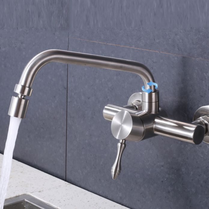 Contemporary 2 Hole Pot Filler No Sensor Single Level Pot Filler in Silver Clearhalo 'Home Improvement' 'home_improvement' 'home_improvement_kitchen_faucets' 'Kitchen Faucets' 'Kitchen Remodel & Kitchen Fixtures' 'Kitchen Sinks & Faucet Components' 'kitchen_faucets' 1200x1200_3f70f3b6-bdab-4fc8-82b5-d9cc87bcc5b6