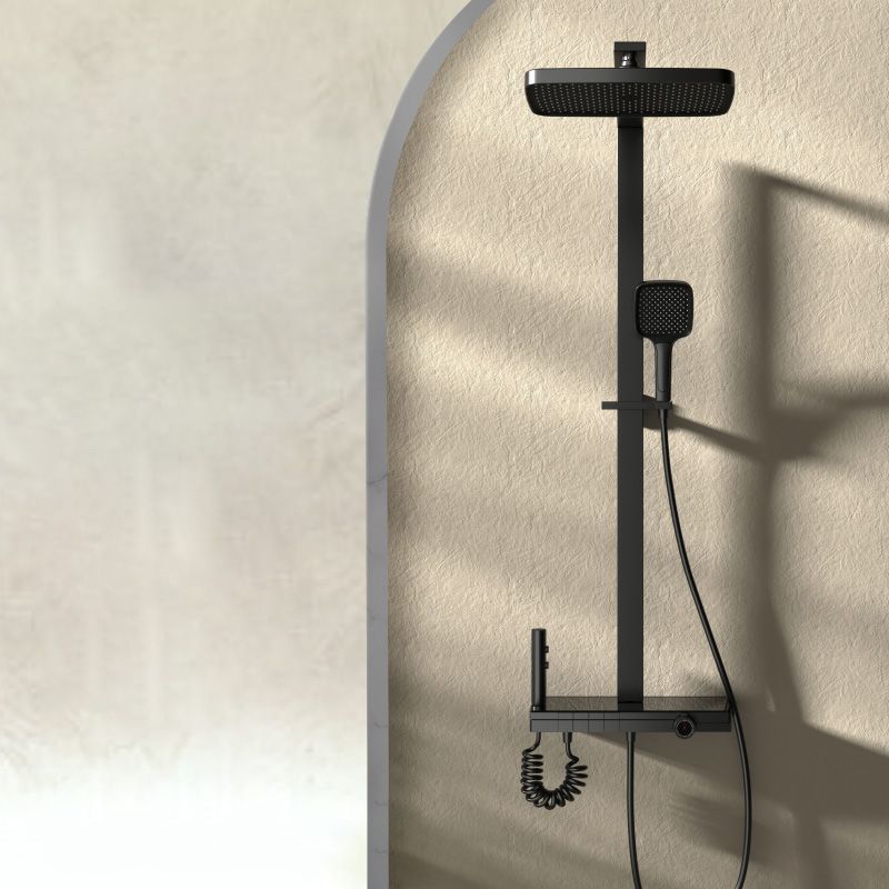 Modern Style Shower System Spot Resist Copper Wall Mounted Rectangle Shower System Clearhalo 'Bathroom Remodel & Bathroom Fixtures' 'Home Improvement' 'home_improvement' 'home_improvement_shower_faucets' 'Shower Faucets & Systems' 'shower_faucets' 'Showers & Bathtubs Plumbing' 'Showers & Bathtubs' 1200x1200_3f819e83-5d63-4f9b-b160-e199901163d4