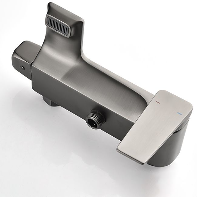 Grey Shower Set Knob Handle Handshower Wall Mounted Square Swivel Shower Set Clearhalo 'Bathroom Remodel & Bathroom Fixtures' 'Home Improvement' 'home_improvement' 'home_improvement_shower_faucets' 'Shower Faucets & Systems' 'shower_faucets' 'Showers & Bathtubs Plumbing' 'Showers & Bathtubs' 1200x1200_3f9a27ac-ac24-4194-8e64-61b43c62dfa5