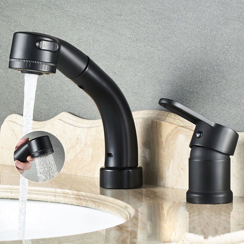 Modern Style Vessel Faucet Copper Knob Handle Low Arc Retractable Vessel Faucet Clearhalo 'Bathroom Remodel & Bathroom Fixtures' 'Bathroom Sink Faucets' 'Bathroom Sinks & Faucet Components' 'bathroom_sink_faucets' 'Home Improvement' 'home_improvement' 'home_improvement_bathroom_sink_faucets' 1200x1200_3f9ee64d-5cd0-48be-a866-36715a59e643