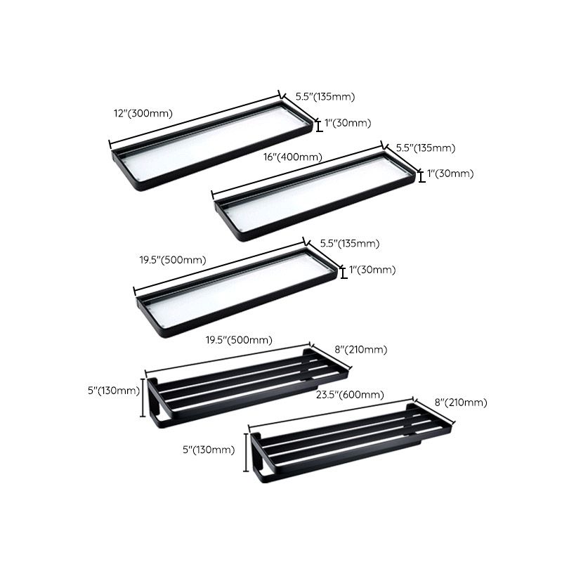 Black Bathroom Accessories Hardware Set with Towel Bar and Bath Shelf Clearhalo 'Bathroom Hardware Sets' 'Bathroom Hardware' 'Bathroom Remodel & Bathroom Fixtures' 'bathroom_hardware_sets' 'Home Improvement' 'home_improvement' 'home_improvement_bathroom_hardware_sets' 1200x1200_3fb3d7cf-e3c0-4ba9-b6fa-918367f987d2