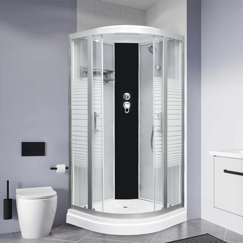 Round Easy Clean Glass Shower Stall Silver Door Handles Shower Stall Clearhalo 'Bathroom Remodel & Bathroom Fixtures' 'Home Improvement' 'home_improvement' 'home_improvement_shower_stalls_enclosures' 'Shower Stalls & Enclosures' 'shower_stalls_enclosures' 'Showers & Bathtubs' 1200x1200_3fbcfbba-19f8-4178-91eb-cce77b0398a9