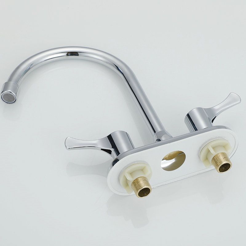 Contemporary Water Filler Double Handle Kitchen Faucet with Deck Plate Clearhalo 'Home Improvement' 'home_improvement' 'home_improvement_kitchen_faucets' 'Kitchen Faucets' 'Kitchen Remodel & Kitchen Fixtures' 'Kitchen Sinks & Faucet Components' 'kitchen_faucets' 1200x1200_3fcd0391-3ef3-4355-90bb-f098893820d4