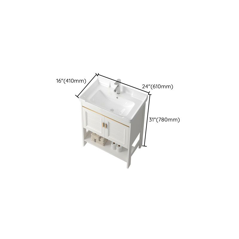Modern Metal Freestanding Sink Vanity White with Sink Shelf for Bathroom Clearhalo 'Bathroom Remodel & Bathroom Fixtures' 'Bathroom Vanities' 'bathroom_vanities' 'Home Improvement' 'home_improvement' 'home_improvement_bathroom_vanities' 1200x1200_3fe77eff-3bf0-4fa6-be0c-cff6c6e82093