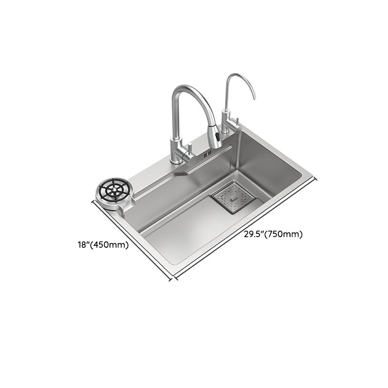 Stainless Steel Kitchen Sink Single Bowl Kitchen Sink with Faucet Included Clearhalo 'Home Improvement' 'home_improvement' 'home_improvement_kitchen_sinks' 'Kitchen Remodel & Kitchen Fixtures' 'Kitchen Sinks & Faucet Components' 'Kitchen Sinks' 'kitchen_sinks' 1200x1200_3feecdb6-b9dc-4178-aba6-c949456f535d