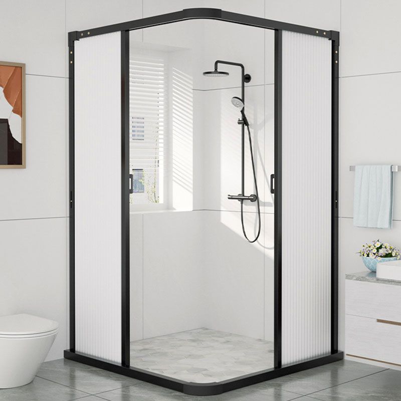 Square Corner Aluminum Frame Shower Enclosure with Double Door Handles Clearhalo 'Bathroom Remodel & Bathroom Fixtures' 'Home Improvement' 'home_improvement' 'home_improvement_shower_stalls_enclosures' 'Shower Stalls & Enclosures' 'shower_stalls_enclosures' 'Showers & Bathtubs' 1200x1200_4014ef62-b5ae-4f1a-9414-4cd546eb5b69