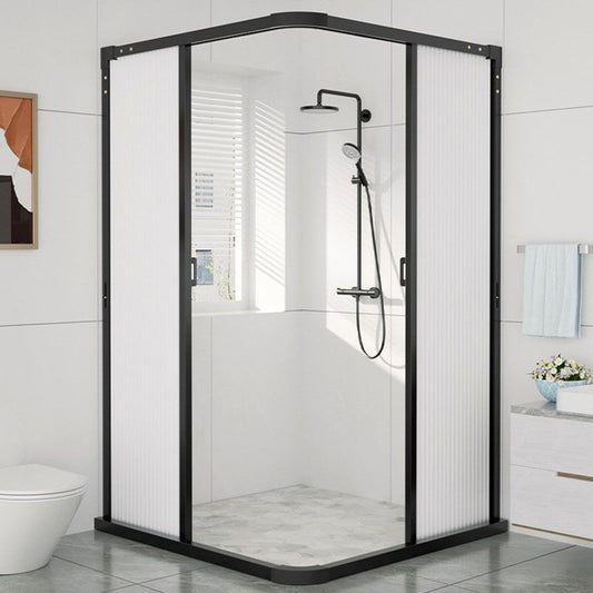 Square Corner Aluminum Frame Shower Enclosure with Double Door Handles Clearhalo 'Bathroom Remodel & Bathroom Fixtures' 'Home Improvement' 'home_improvement' 'home_improvement_shower_stalls_enclosures' 'Shower Stalls & Enclosures' 'shower_stalls_enclosures' 'Showers & Bathtubs' 1200x1200_4014ef62-b5ae-4f1a-9414-4cd546eb5b69