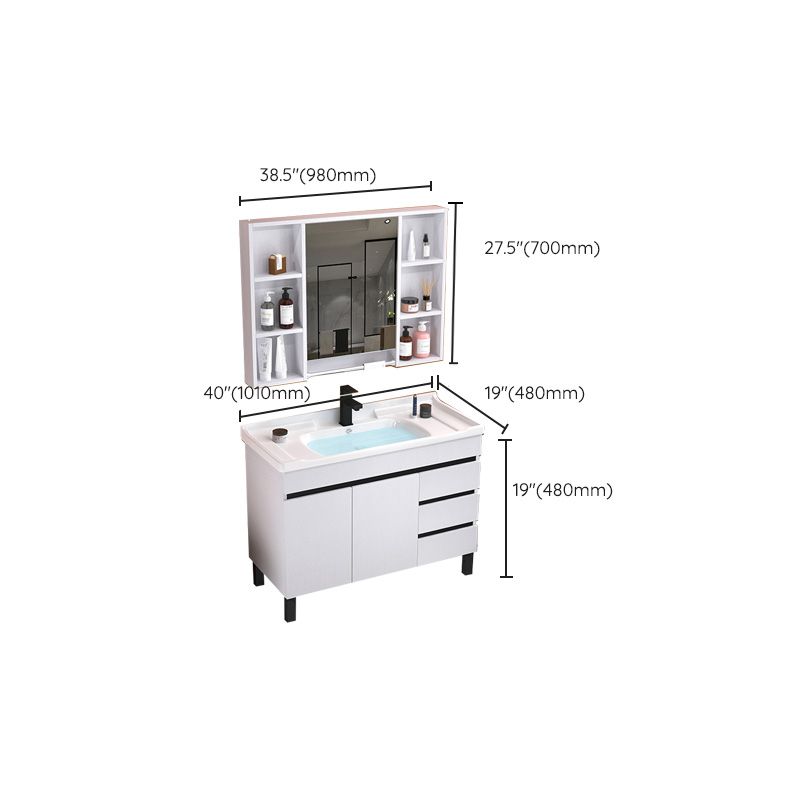 Modern Sink Vanity White Ceramic Top Oval Single-Sink Bath Vanity Clearhalo 'Bathroom Remodel & Bathroom Fixtures' 'Bathroom Vanities' 'bathroom_vanities' 'Home Improvement' 'home_improvement' 'home_improvement_bathroom_vanities' 1200x1200_40245a91-90b9-41fa-ab8d-aaabf28e106a