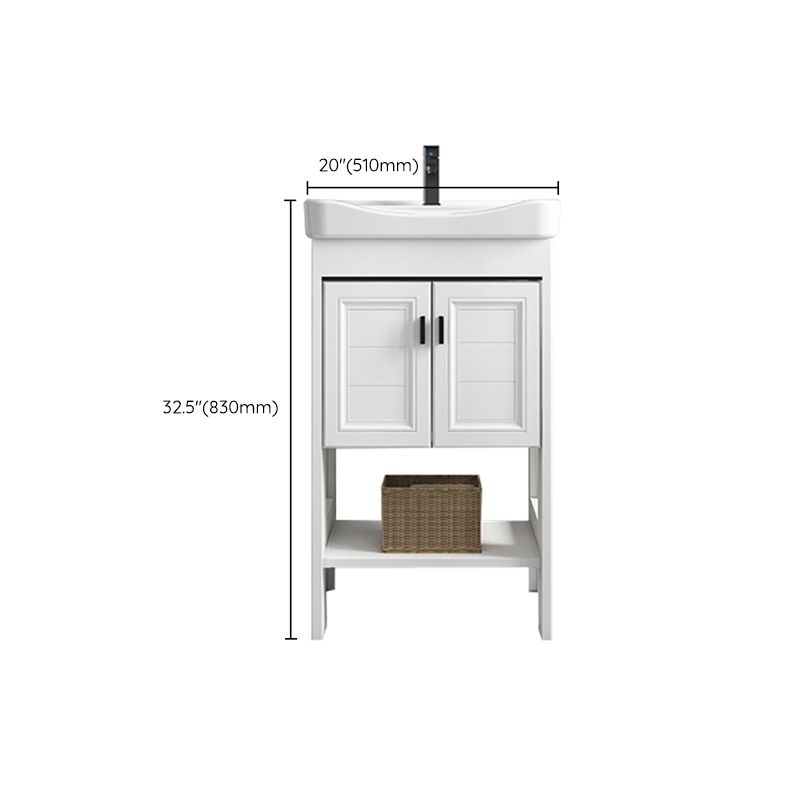 Modern Single Bath Vanity Freestanding White Metal Base Sink Vanity Clearhalo 'Bathroom Remodel & Bathroom Fixtures' 'Bathroom Vanities' 'bathroom_vanities' 'Home Improvement' 'home_improvement' 'home_improvement_bathroom_vanities' 1200x1200_4033329f-56d7-4385-a158-d213d7290dfe