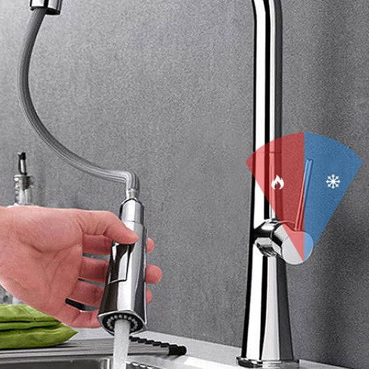 Contemporary One Handle Kitchen Faucet Pull Down 1-Hold Bar Faucet with Pull Out Sprayer Clearhalo 'Home Improvement' 'home_improvement' 'home_improvement_kitchen_faucets' 'Kitchen Faucets' 'Kitchen Remodel & Kitchen Fixtures' 'Kitchen Sinks & Faucet Components' 'kitchen_faucets' 1200x1200_4035926f-6119-4f71-aa72-ec5a8a3a9d1c