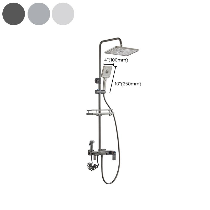 Grey Shower System Square Handheld Shower Head Wall Mounted Rain Shower System Clearhalo 'Bathroom Remodel & Bathroom Fixtures' 'Home Improvement' 'home_improvement' 'home_improvement_shower_faucets' 'Shower Faucets & Systems' 'shower_faucets' 'Showers & Bathtubs Plumbing' 'Showers & Bathtubs' 1200x1200_40518ad5-26f6-4a4f-80dd-ed5eac6e8c95