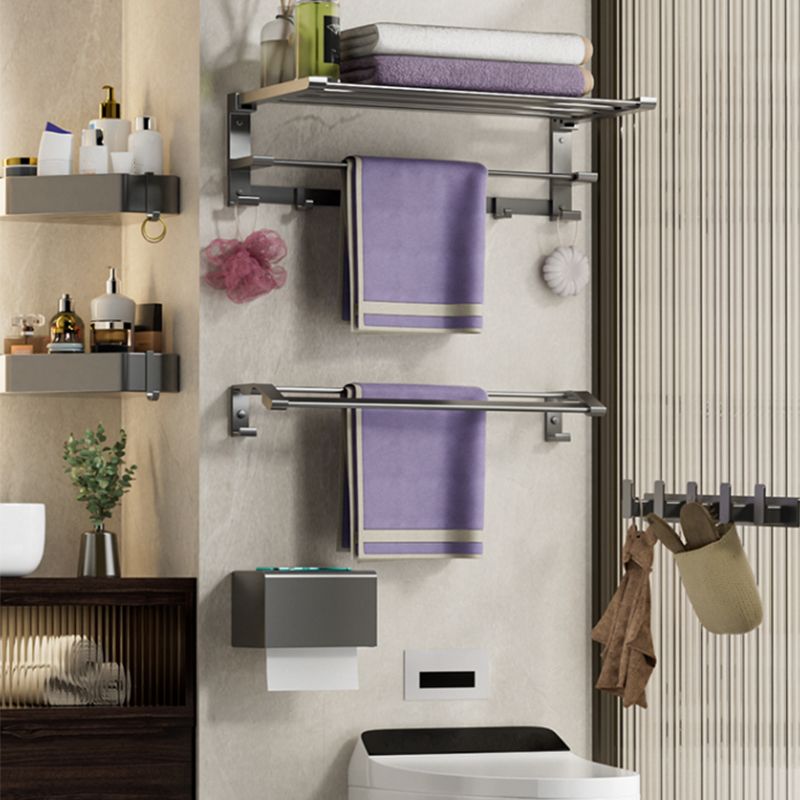 Modern Grey Bath Hardware Set Bath Shelf Towel Bar Bathroom Accessory Kit Clearhalo 'Bathroom Hardware Sets' 'Bathroom Hardware' 'Bathroom Remodel & Bathroom Fixtures' 'bathroom_hardware_sets' 'Home Improvement' 'home_improvement' 'home_improvement_bathroom_hardware_sets' 1200x1200_406206a4-6660-4d92-bc29-56b82c1eb8e0