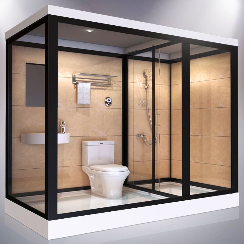 One Piece Tempered Glass Single Sliding Shower Enclosure White Frame Shower Enclosure Clearhalo 'Bathroom Remodel & Bathroom Fixtures' 'Home Improvement' 'home_improvement' 'home_improvement_shower_stalls_enclosures' 'Shower Stalls & Enclosures' 'shower_stalls_enclosures' 'Showers & Bathtubs' 1200x1200_407783d3-a900-431a-b6a0-c588d9ad0a3a