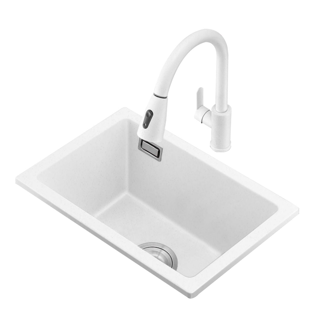 Quartz Kitchen Sink Single Bowl Kitchen Sink with with Drain Strainer Kit Clearhalo 'Home Improvement' 'home_improvement' 'home_improvement_kitchen_sinks' 'Kitchen Remodel & Kitchen Fixtures' 'Kitchen Sinks & Faucet Components' 'Kitchen Sinks' 'kitchen_sinks' 1200x1200_4093963f-c89e-4d91-b37b-fde123ed8268